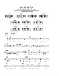 Night Fever Sheet Music Bee Gees Piano Chords Lyrics Sheet Music Night Fever Bee Gees