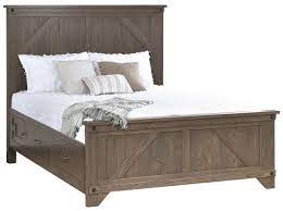 This gorgeous king bed not only boasts big style with large posts, paneled headboard, and tall rails, but it also boasts big storage with two large drawers built into the footboard. Papillion Farmhouse Storage Bed Countryside Amish Furniture