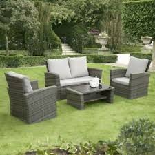 Rattan Garden Furniture 4 Piece Patio Set Table Chairs Grey Black Black Chairs Furnitur Rattan Garden Furniture Grey Garden Furniture Garden Furniture Sets