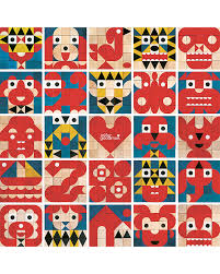 Miller Goodman Shape Maker 25 Hand Printed Wooden Blocks For Stimulating Creativity Unisex Bambini