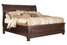 Walker edison arcadia queen size bed frame, brown reclaimed wood. Porter Queen Sleigh Bed Ashley Furniture Homestore