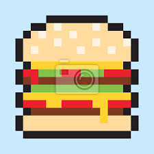Pour faire ce pixel art, téléchargez et imprimez l'image, qui comporte le modèle coloré en pixel et une grille vierge. Pixel Art Minimaliste Hamburger Plat Jeune Nourriture Peintures Murales Tableaux Pixel Minimal Minimaliste Myloview Fr