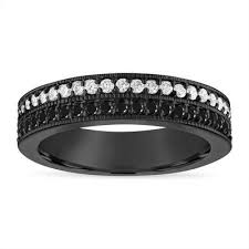 Black And White Diamond Wedding Band Black And White Diamonds Wedding Ring Half Eternity Diamonds Wedding Band Vintage Two Row 4 Mm Anniversary Ring 14k Black Gold 0 45 Carat Diamond Wedding Bands Black Diamond Wedding Bands Black Wedding Rings