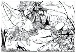 Print out these free pdfs and get monster legends coloring pages! Landscape By Valentin Myths Legends Adult Coloring Pages