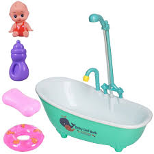 3.9 out of 5 stars. Baby Bath Doll Bathroom Set Dolls With Real Working Bath Shower Bath Tub Real Bathtub With Detachable Shower Spray And Accessories For Kids Pretend Play Baby Bathtime Doll Multi Color