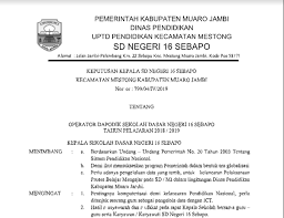 Contoh sk operator dapodik sd, smp, sma dan smk tahun ajaran 2017/2018. Contoh Sk Operator Sekolah Sd Smp Dan Sma Dokumen Sekolah