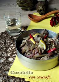 Preparazione coratella d'abbacchio con i carciofi. Coratella Con Carciofi Tipico Piatto Della Cucina Romana