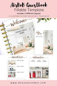 Airbnb Guestbook Fillable Template 4 Layouts Pages Word Document Powerpoint Template Layout Is Ready For Your Content And Pictures Airbnb Book Template Guest Book
