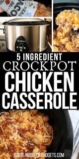 Easy Crock Pot Tater Tot Casserole With Chicken Bacon Recipe Easy Crockpot Chicken Recipes Casserole Crockpot Chicken