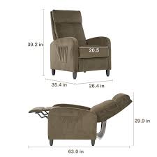 Altrobene Contemporary Manual Pushback Recliner Arm Chair Signal Sofa Couch Chaise Lounge For Living Room With Soft Overstuf Reclining Sofa Recliner Sofa Couch