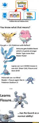 Horn drill is a ohko physical attack with very low accuracy. You Get Most 151 Pokemon With Reï¬‚ectl Articuno Gets Bubble Beam Which Is 5 Points Stronger Water Type Move Than Water Pulse Lapras Can Run 3 Ohko Moves In One Slot Sheer