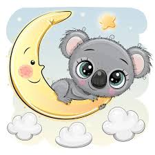 Cute Cartoon Koala On The Moon Cute Cartoon Koala Is Sitting On The Moon Stock Illustration Koala Drawing Cute Cartoon Baby Animal Drawings