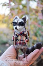 Mr Raccoon Felting Dreams By Johana Molina Ready To Ship Felt Animals Needle Felted Animals Animal Dolls