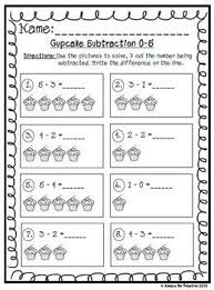 Cupcake Subtraction 0 5 Kindergarten Subtraction Worksheets Subtraction Subtraction Kindergarten