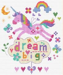 Find the perfect handmade gift, vintage. Dream Big Unicorn Cross Stitch