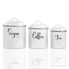 Cosmoc canisters maxwell & williams cosmoc black canister set of 3. Home Acre Designs Canister Sets For Kitchen Counter Modern Farmhouse Kitchen Decor Rustic Kitchen Canisters Set Of 3 Farmhouse Canisters Sets For Kitchen White Airtight Food Storage Coffee Sugar Tea Walmart Com Walmart Com