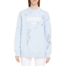 Women S Givenchy Destroyed Logo Sweater 845 Liked On Polyvore Featuring Tops Sweaters Baby Blue Logo Sweaters Women Fashion Sweaters Baby Blue Sweater