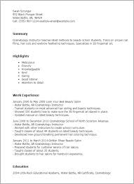 Professional Cosmetology Instructor Templates To Showcase Your Talent Myperfectresume