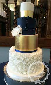 Navy And Gold Wedding Cake Gold Wedding Cake Wedding Cake Navy Wedding Cake Pinterest