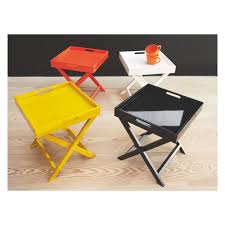 Oken White Folding Side Table With Removable Tray Top Yellow Side Table Small Coffee Table White Side Tables