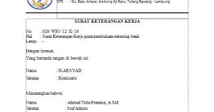 Contoh Surat Keterangan Kerja Untuk Buka Rekening Bank Bca Kumpulan Surat Penting