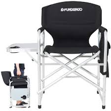 Fundango Lightweight Folding Directors Chair Portable Camping Chairs Padded Full Back Aluminum Frame Lawn Chai Portable Camping Chair Camping Chairs Chair Pads