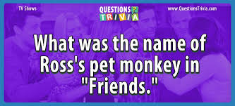 Pixie dust, magic mirrors, and genies are all considered forms of cheating and will disqualify your score on this test! Question What Was The Name Of Ross S Pet Monkey In Friends