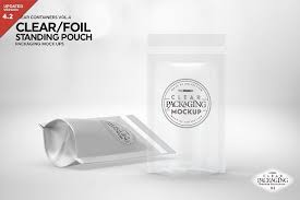 Clear Foil Stand Up Pouch Mockup Clear Container Packaging Mockup Pouch Packaging