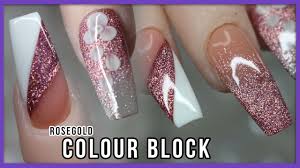 4.3 out of 5 stars. Rose Gold Colour Block Nail Design Encapsulated Flower Glitter Planet Youtube