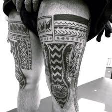 A tribal tattoo down your thigh might not be your entire leg, but that seems like a moot point. 60 Tribal Leg Tattoos For Men Cool Cultural Design Ideas Thigh Tattoo Men Tribal Tattoos Tribal Tattoos For Men