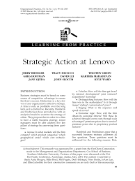 Pdf Strategic Action At Lenovo