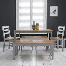 Shop 1,000+ new arrivals · earn rewards & discounts Annika Dining Table With 2 Chairs 2 Benches In Silk Grey Pine Noa Nani