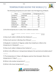 Math Problem Worksheets Temperatures Round The World Centigrade Gif 1000 1294 Math Word Problems Word Problem Worksheets Word Problems