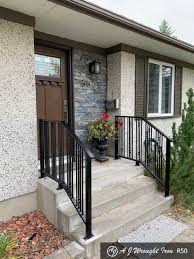 In our exterior iron railings design galleries, you will find many examples of our custom made to order exterior stair & step railings, balcony railings, porch railings, cable rail systems and glass rail systems. Front Step Railings Aj Wrought Iron