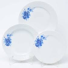 Antigo Aparelho de Jantar Porcelana Beatriz Flor Azul 42 peças