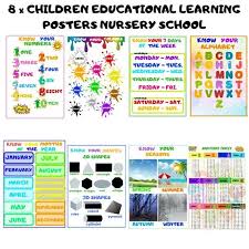 8 Pack Educational Preschool Posters Primary School Early Etsy Learning Poster Education Poster Education