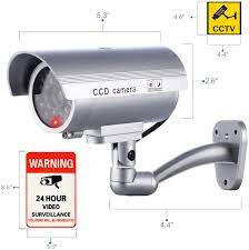 Idaodan Dummy Security Camera Fake Cameras Cctv Surveillance System With Realistic Simulated Leds For Home Security Warning Sticker