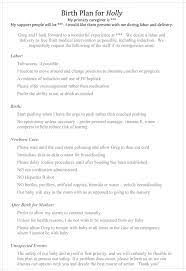Good Birth Plan Example Birth Plan Template Birth Plan Natural Child Birth