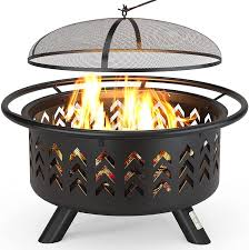 026 stainless or mild steel wire Buy 36 Outdoor Fire Pit Large Wood Burning Fire Pit With Spark Screen Poker Waterproof Cover Ot Qomotop Steel Fire Pit For Bonfire Party Bbq Heating Patio Garden Online In