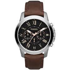 fossil mens grant silver tone and leather chronograph watch fossil chronograph lederuhren uhren herren