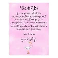 Baby Shower Thank You It 39 S A Girl Baby Girl Stork Postcard Shower Gifts Diy Customize Creat Baby Shower Thank You Baby Shower Thank You Cards Baby Shower