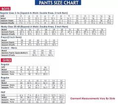 Boy Scout Uniform Pants Size Chart Reasonable Size Chart For