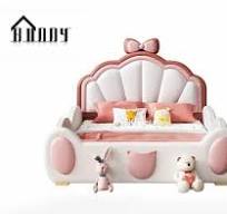 Perabotan Kamar Tidur Kayu Solid Kepala Ranjang Kulit Desainer Ukuran King  Ranjang Kamar Tidur untuk Anak-anak