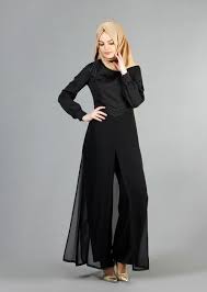 T 52413 Fy Collection Boncuk Islemeli Pantolonlu Abiye Tulum Siyah Musluman Modasi Moda Stilleri Giyim