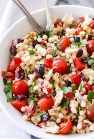 This is a great alternative to a cold pasta salad as farro doesn't get soggy and holds up to the dressing very well. Mediterranean Salmon Coucous Salad Recipe Runner