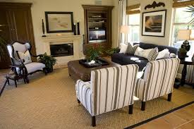 Traditional Living Room Set Up With Striped Twin Armchairs Ornate Accent Chair And Blue Small Living Rooms Traditional Living Room Sets Trendy Living Rooms