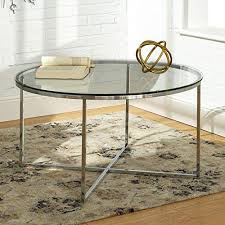 Toba natural teak coffee table. We Furniture 91cm Round Mid Century Modern Coffee Table With X Base For Living Room Office Decoration Metal Glass Chrome Buy Online In Dominica At Dominica Desertcart Com Productid 114782210