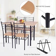 Check spelling or type a new query. 5 Piece Wooden Dining Table Set 4 Chairs Metal Kitchen Room Breakfast Furniture Dining Sets Home Garden