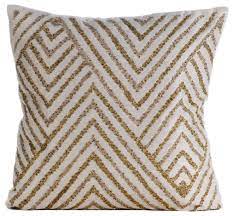 Bianca velvet 16 throw pillow cover (set of 2). Gold Silver Tinsel Ivory Cotton Linen Throw Pillow Covers Contemporary Decorative Pillows By The Homecentric Houzz