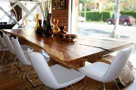 Natural Wood Slab Dining Tables Take Em Or Leave Em Inmod Modern Furniture Blog Natural Wood Dining Table Wood Slab Dining Table Wood Slab Dining